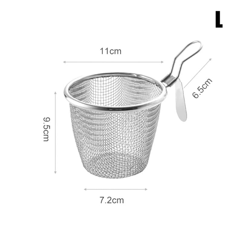 Stainless Steel Mesh Net Strainer Basket Colander Pot Boil Food Qme L