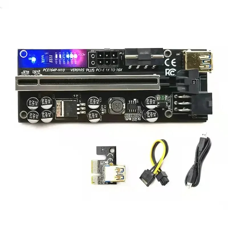16x Adapter Card, 8 Capacitor Shielding Slot Marquee, GPU Module Extension Cable, PCI - E Riser Card, VER010S PLUS Qme