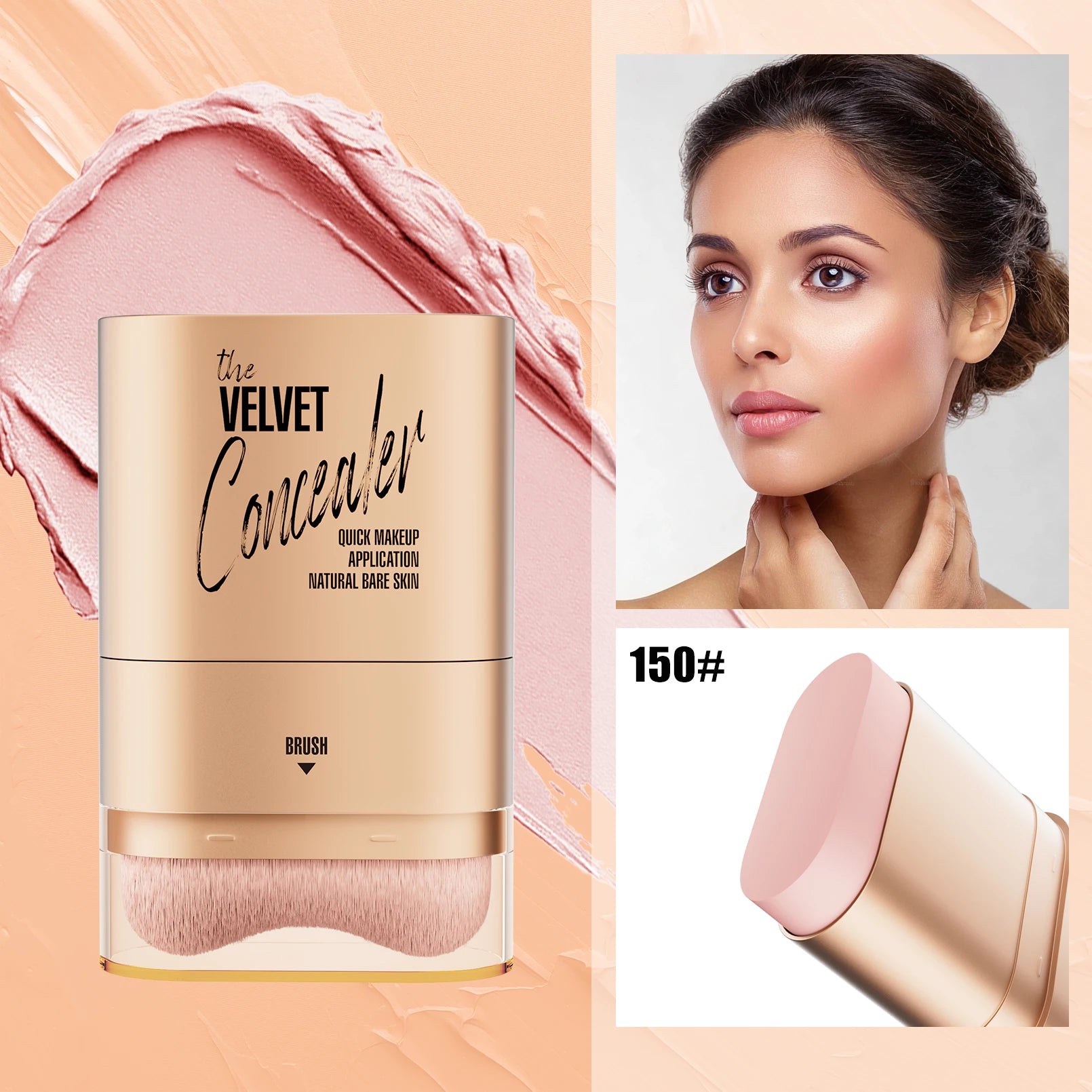 2-in-1 Concealer and Foundation Stick, Covers Dark Circles, Waterproof and Sweat-Resistant, Creates Flawless-Looking Makeup Qme 9518-150