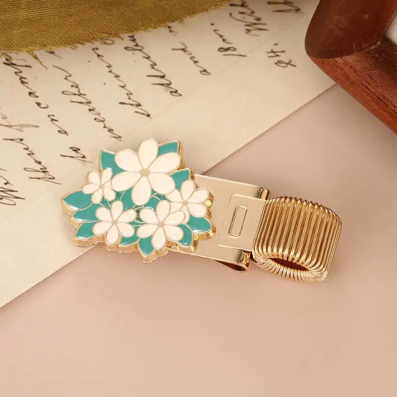 One Flower-themed Metal Pen Clip Creative Retro Spring Suitable Qme A4