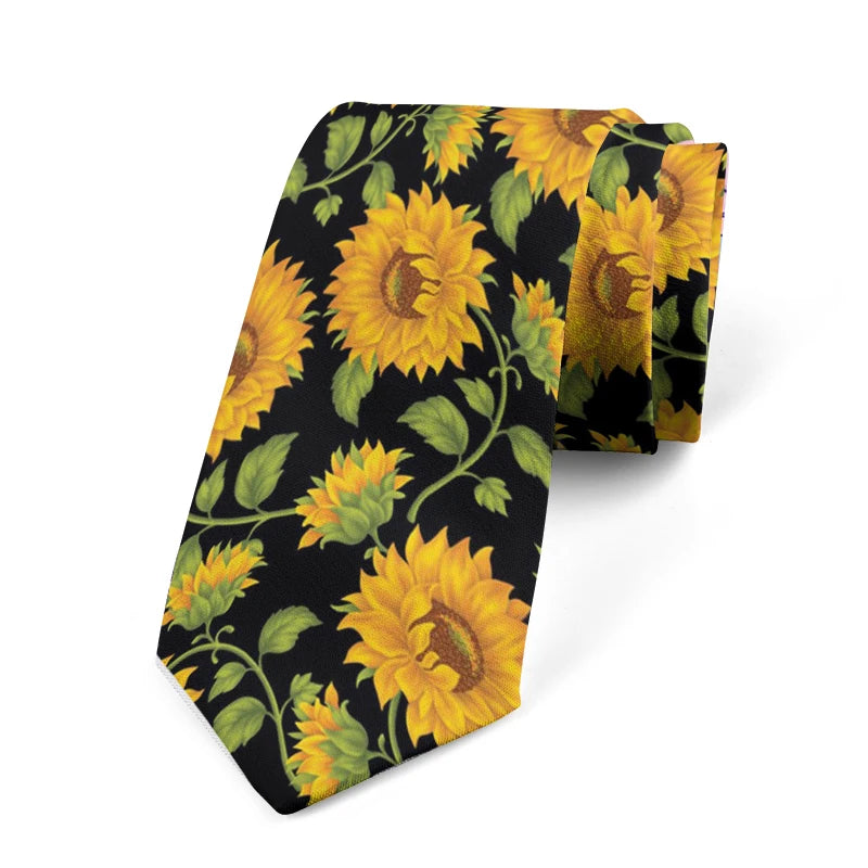 Funny Frog Sunflower Print Men's Tie Fashion Business Personality Qme style1