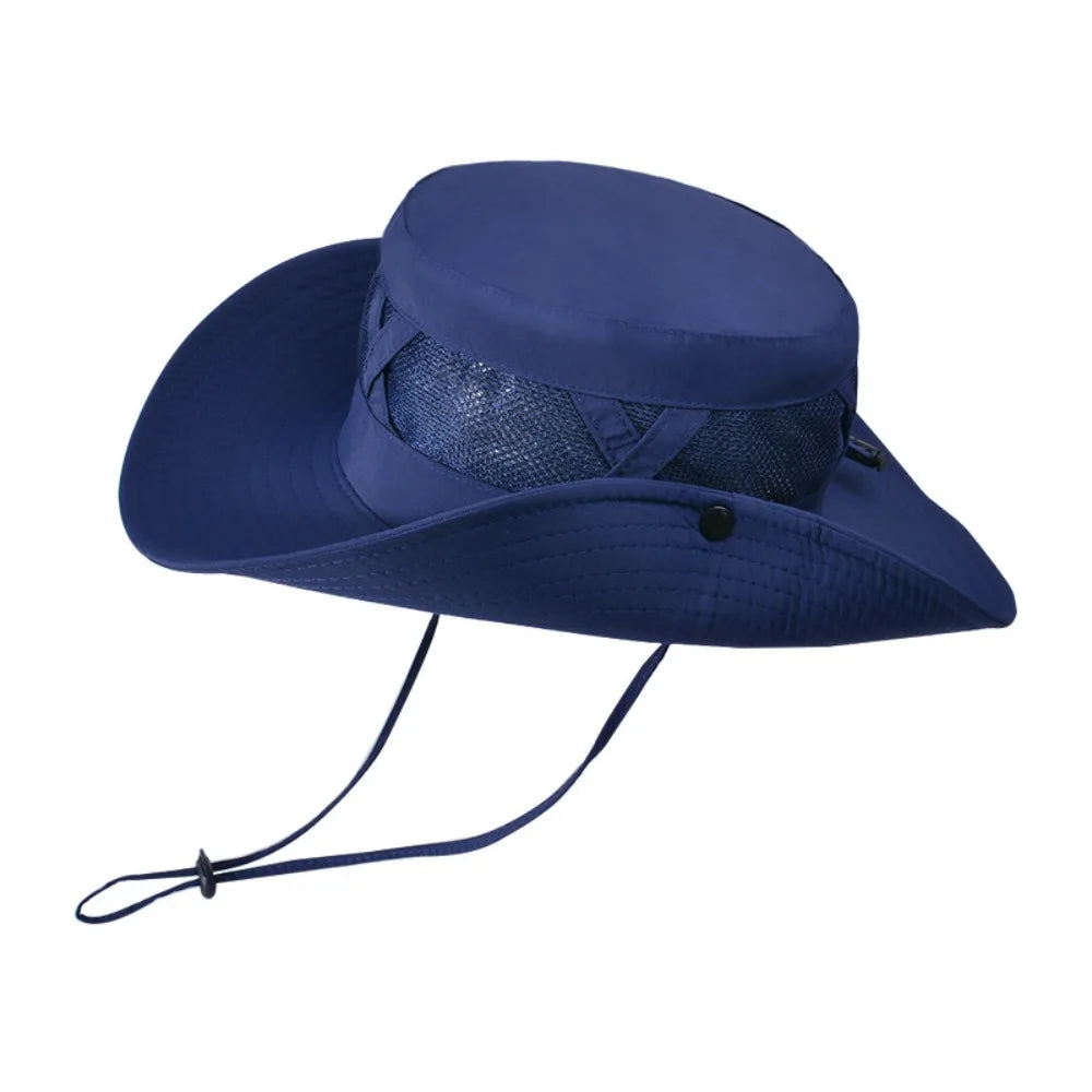 Creative Nylon Mesh Fisherman's Hat Quick-dry Waterproof Portable Hiking Cap Sunscreen Soft Folding Bucket Hat Man Woman Qme Dark Blue