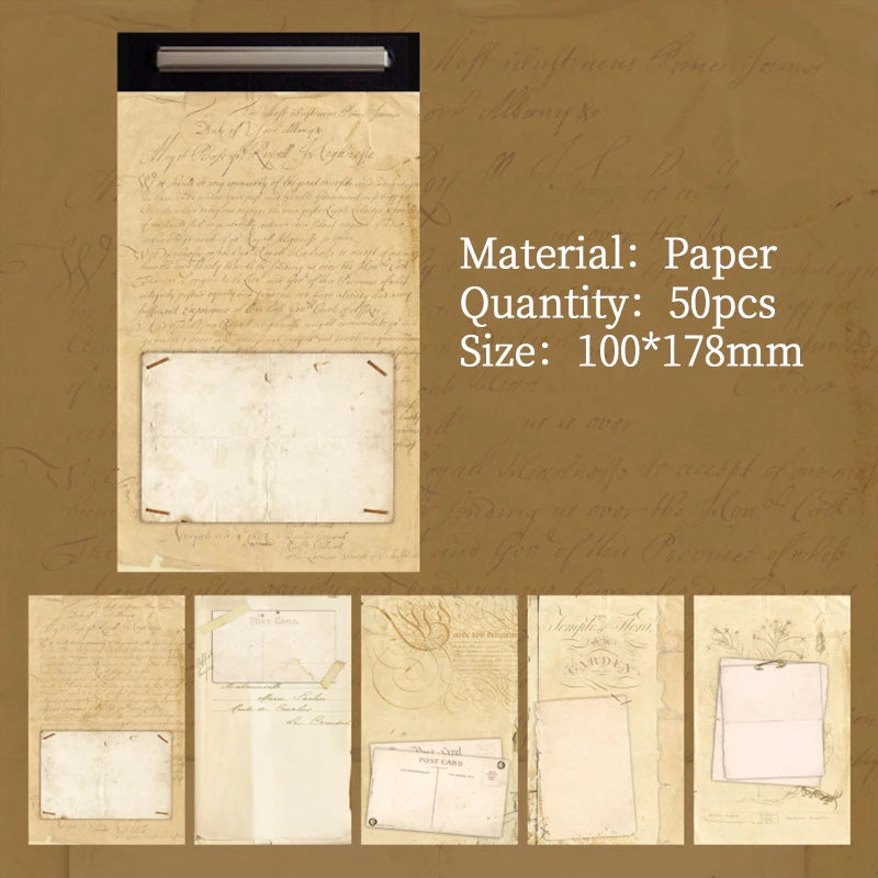 50 pcs/lot Vintage INS Material paper Decorative Diy Background paper hand made Diary Album Stationery Supplies Qme E