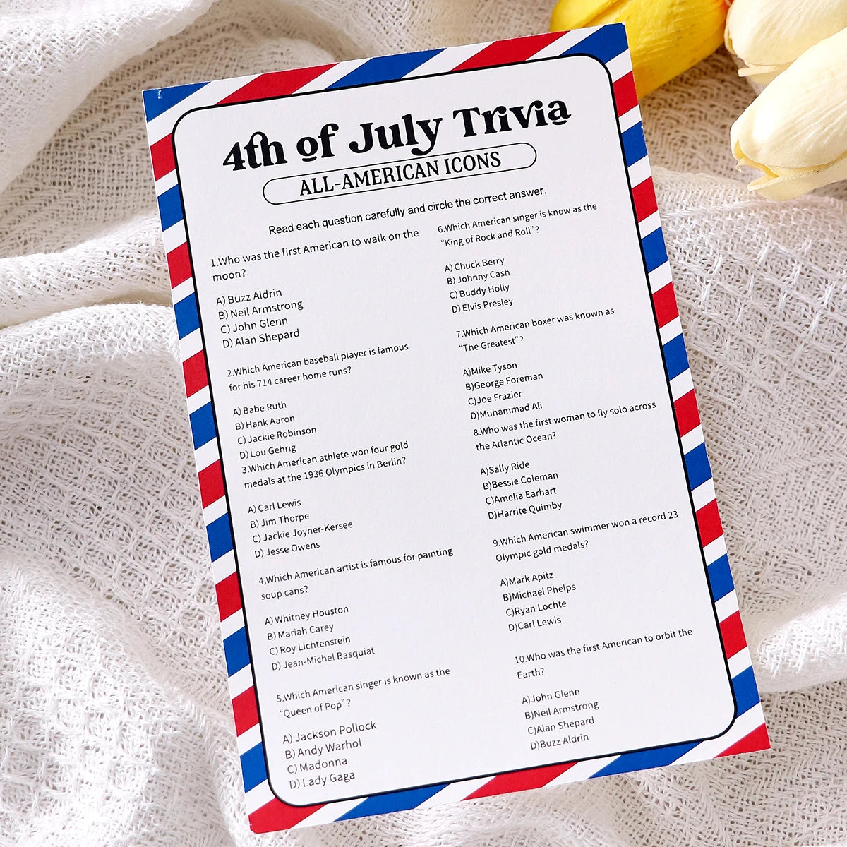 5–30 Pcs Red and Blue Striped American Independence Day Game Cards: Perfect as Independence Day Gifts or Party Favors Qme