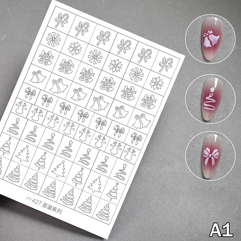 Airbrush Stencil Nails Winter Snowflake Snow Tree Christmas Decors Qme A1