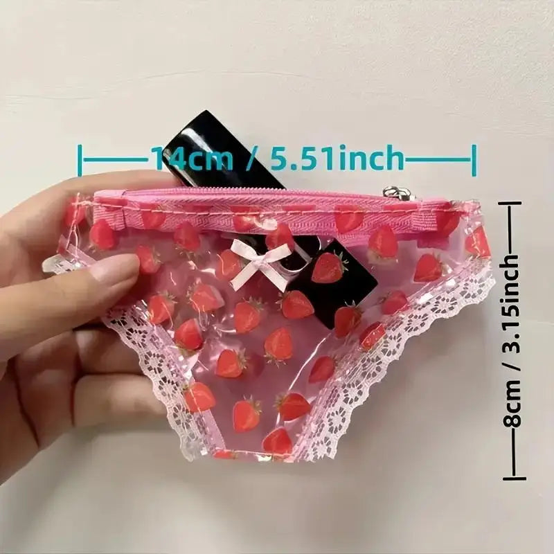 Zipper Strawberry Makeup Bag Great Party Birthday Present Cute Lace Qme