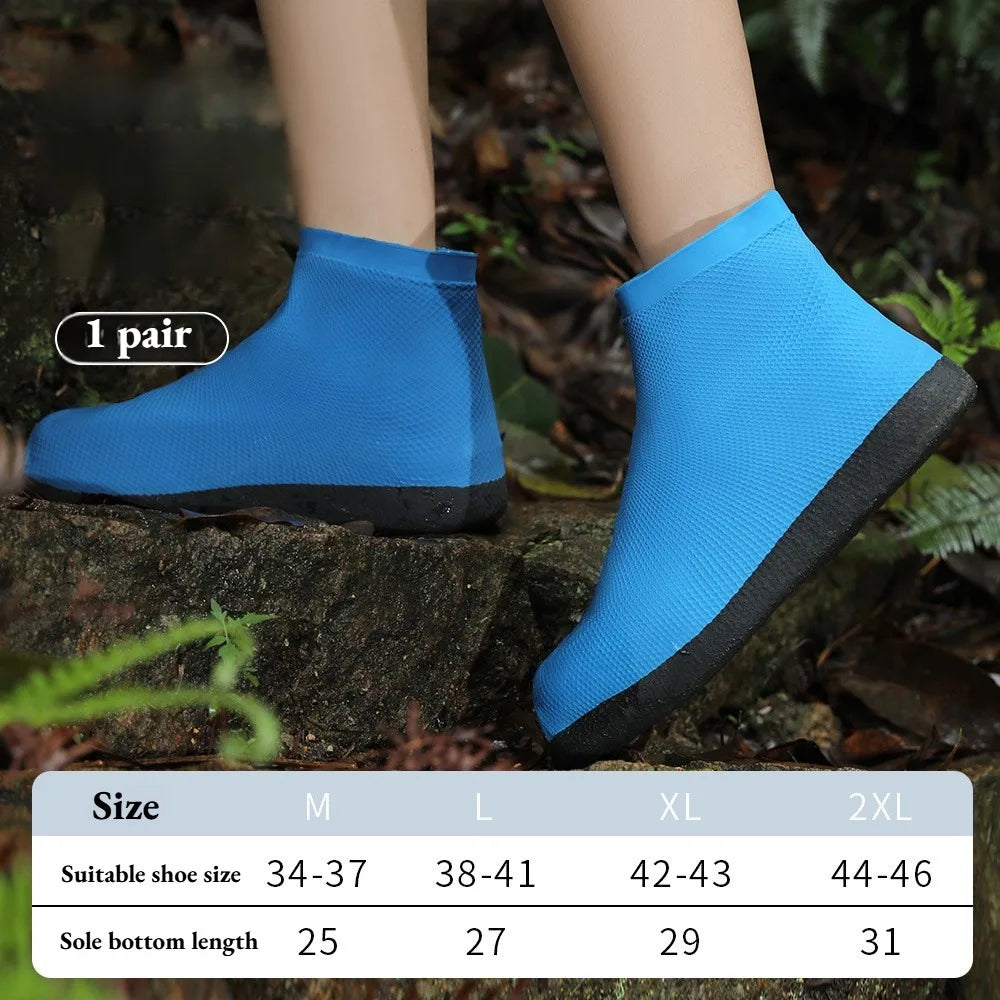 1 Pair Latex Waterproof Shoe Covers Anti-slip Reusable Outdoor Travel Qme Blue L