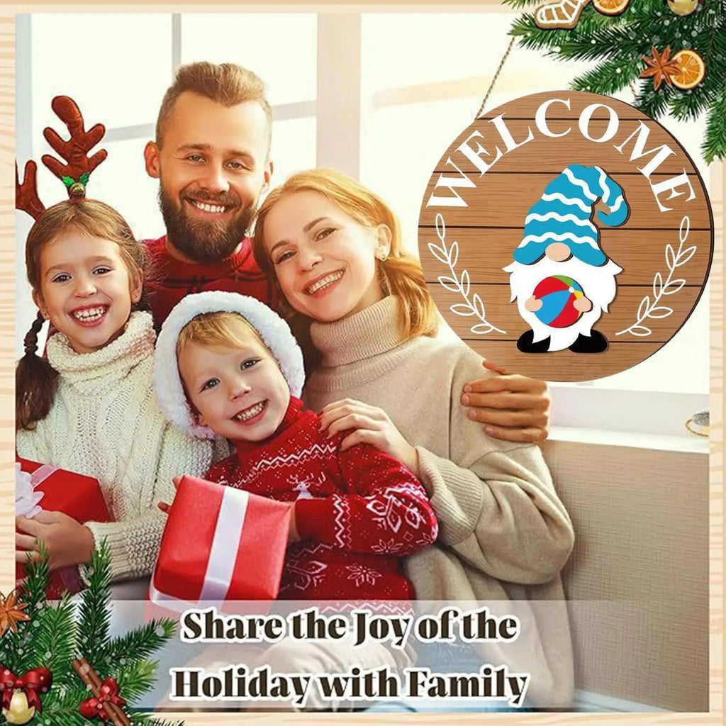 Interchangeable Door Sign Interchangeable Wreath Decoration Wooden Gnomes Seasonal Door Decorations For Home Kitchen Wall Qme