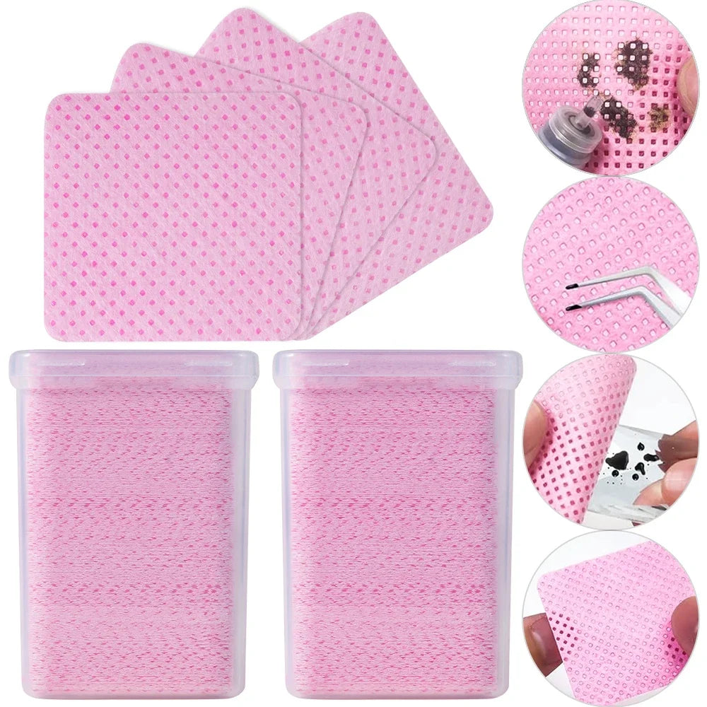200Pcs Pink Lint-Free Nail Polish Remover Wipes UV Gel Glue Nail Polish Removal Cotton Pads for Makeup Manicure Cleaning Tools Qme