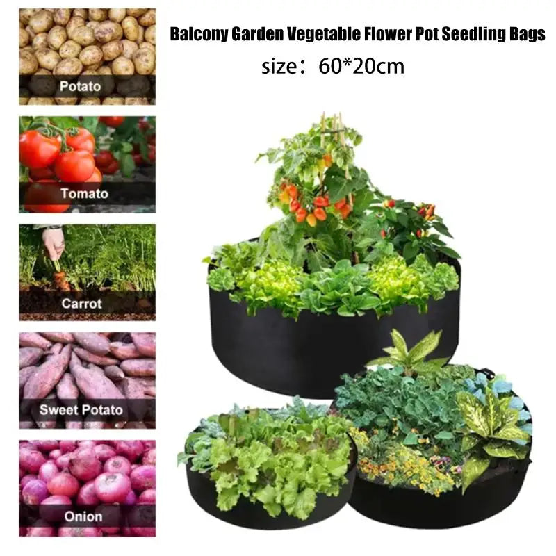 Breathable Fabric Grow Pot - Heavy Duty Planting Bag for Root Aeration - Reusable Vegetable Planter for Garden & Patio Qme