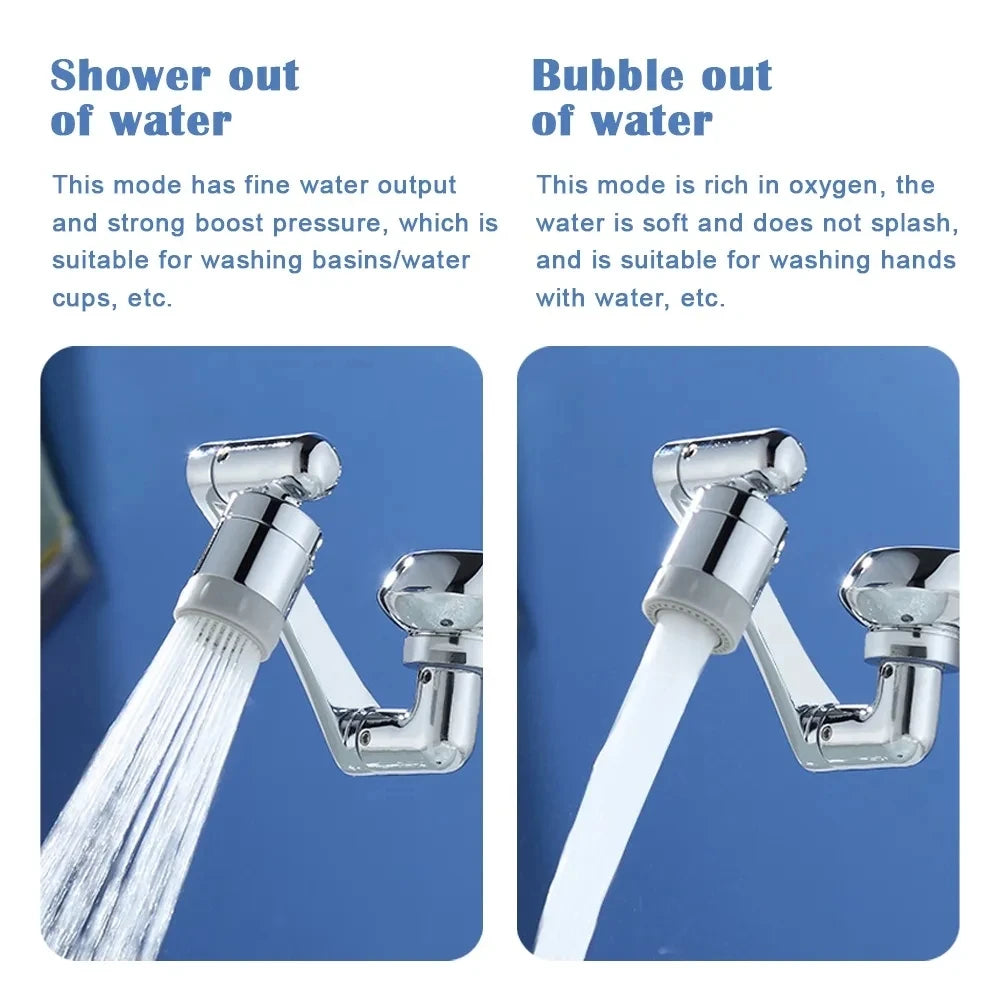 Metal Copper 1080° Rotation Faucet Aerator Extender Swivel Robotic Arm Faucets Sprayer Head Nozzle Kitchen Tap Saving Water Qme