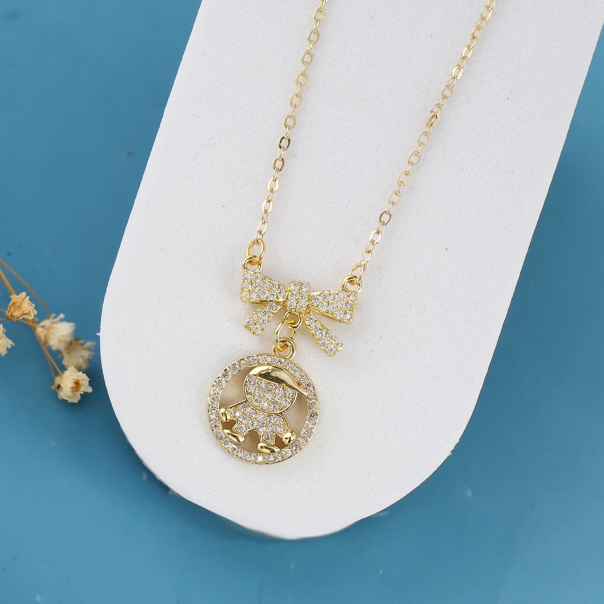 New Design 4 Styles Luxury Copper Zircon Boy Girl Heart Pendant Women Zircon Necklaces Chain Jewelry Charm Mother's Day Gift Qme C