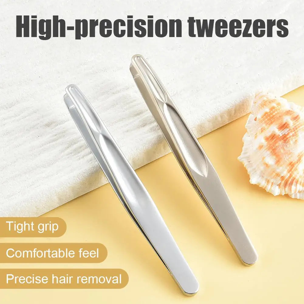 Premium Round Head Tweezers for Eyebrow & Facial Hair Removal Seamless Clips Short Hair Precision Beard Clip Qme