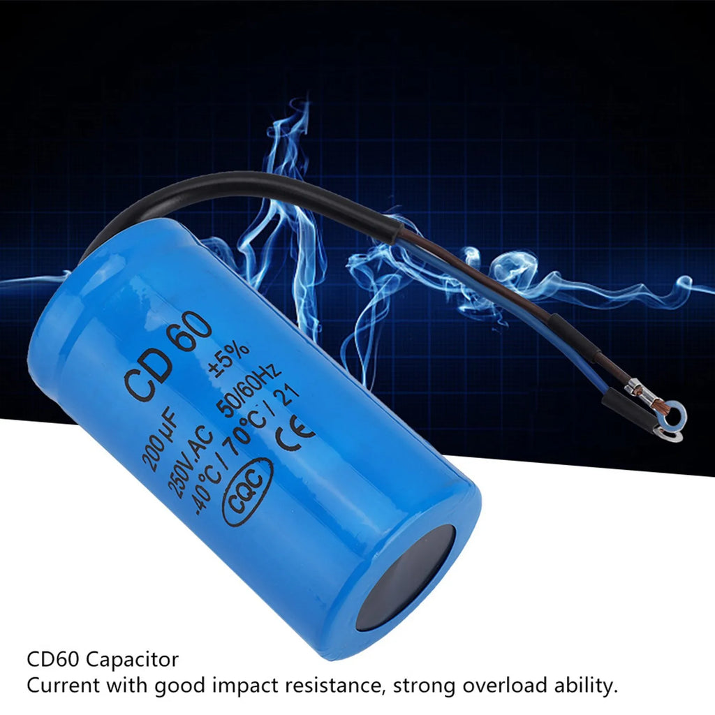 CD60 Capacitor Run Capacitor CD60 Run Capacitor CD60 Run Capacitor with Wire 250V AC 200uF 50/60Hz for Motor Air Compressor Qme