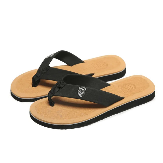 Simple New Men's Flip Flops Summer Outer Wear Non-slip Toe-gripping Clamp Shoes Beach Sandals Student Version Brazilian slippers Qme Yellow 40