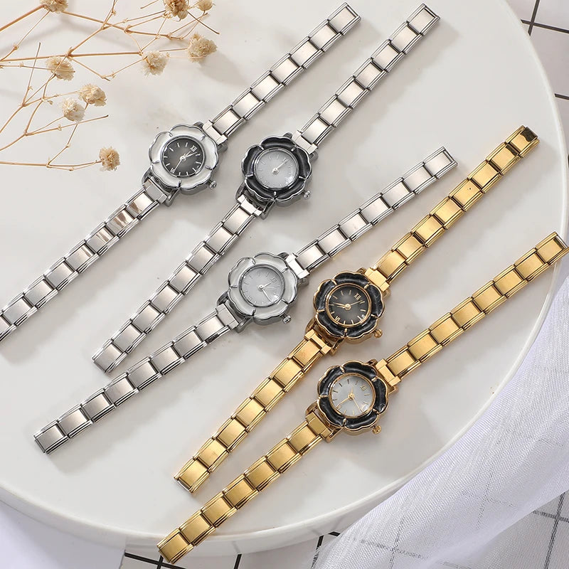 Y2K Wholesale High Quality Colorful Flowers Stainless Steel Watch Bracelets Women's 9mm DIY Italian Charm Bangle Jewelry Gifts Qme