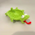 Finished Handwoven Animal Cup Coaster Cute Crochet Coffee Cup Mat Knitted Pad Tabletop Home Desk Decorative Ornament Qme Green Lizard 1pc