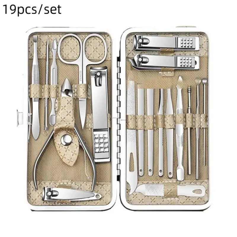 8 Home Nail Clipper Large Dead Skin Pliers Diagonal Small Eyebrow Qme 19PCS Gold