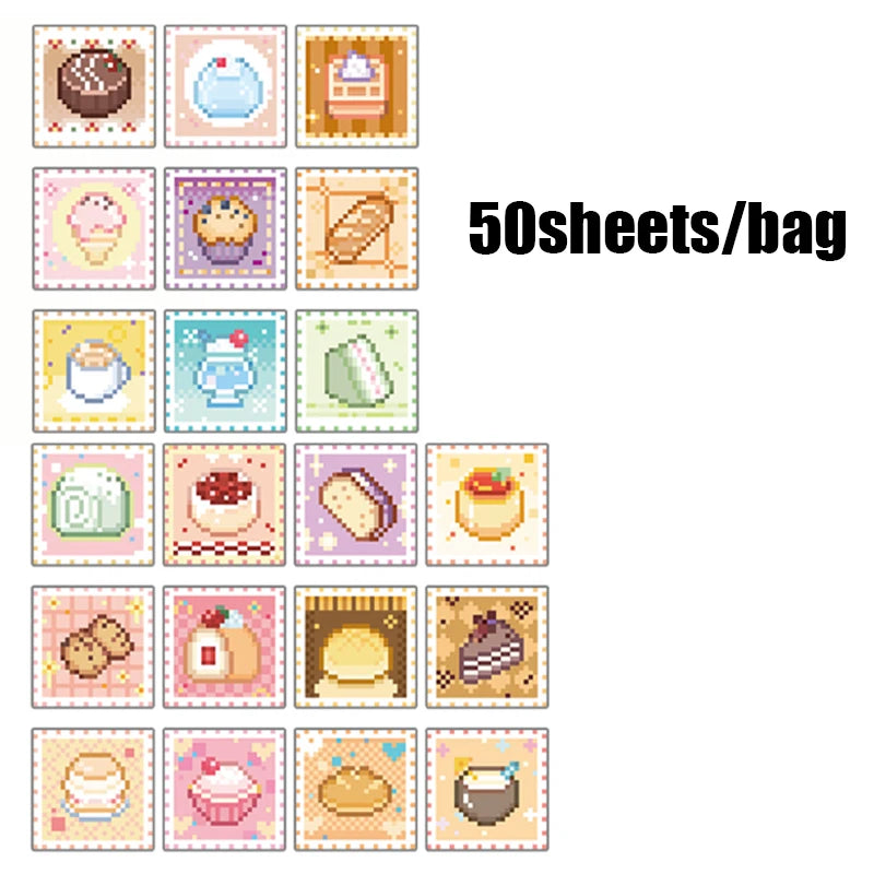50Sheets Pixel Coloring Sticker Book Adorable Pets Theme Stress Relief Game for Scrapbooking Journaling Phone Case DIY Craft Qme 3