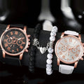 Geneva Couple Watch Set Silicone Band Men Women Quartz Wristwatch Sun Moon Pendant Necklace Jewelry Set Qme 5