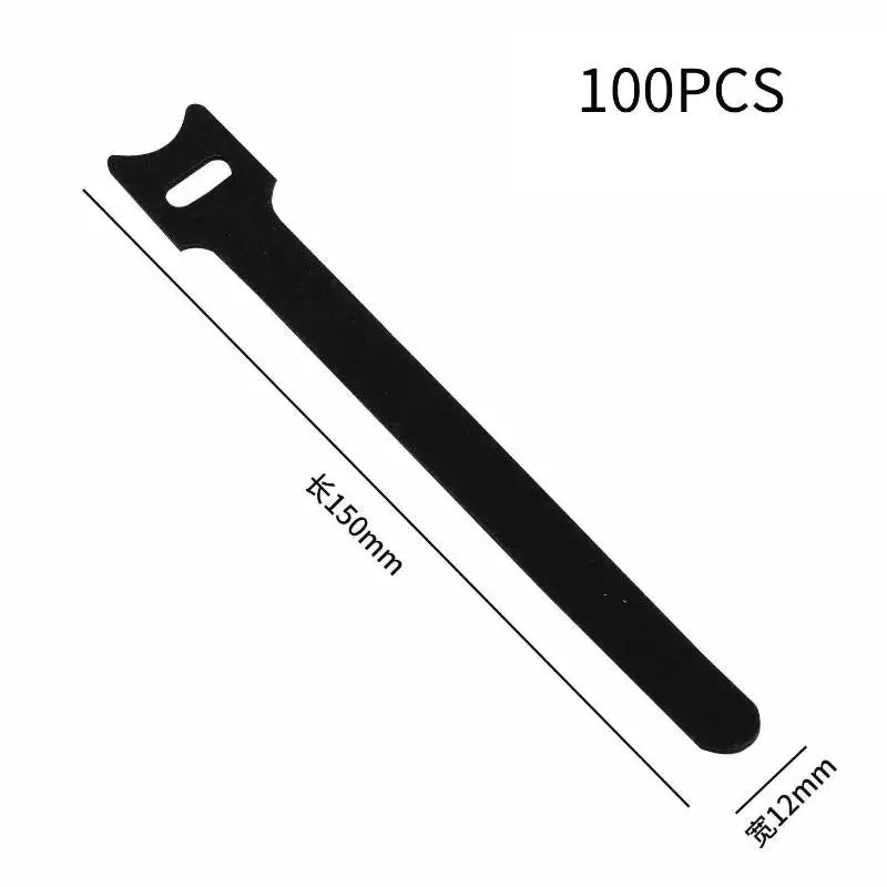 Organized Cable Setup 30 50 Reusable Hook Loop Straps Qme black 100pcs