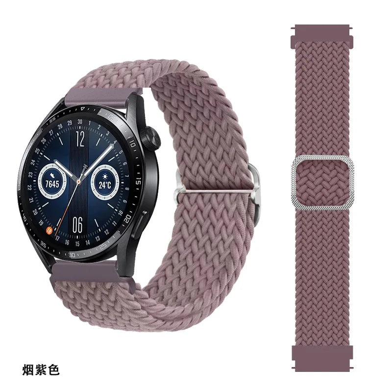 Elastic Nylon Braided Watch Band Adjustable Strap For Samsung Galaxy Watch 3 Huawei Watch 20MM 22MM 45MM 46MM Qme