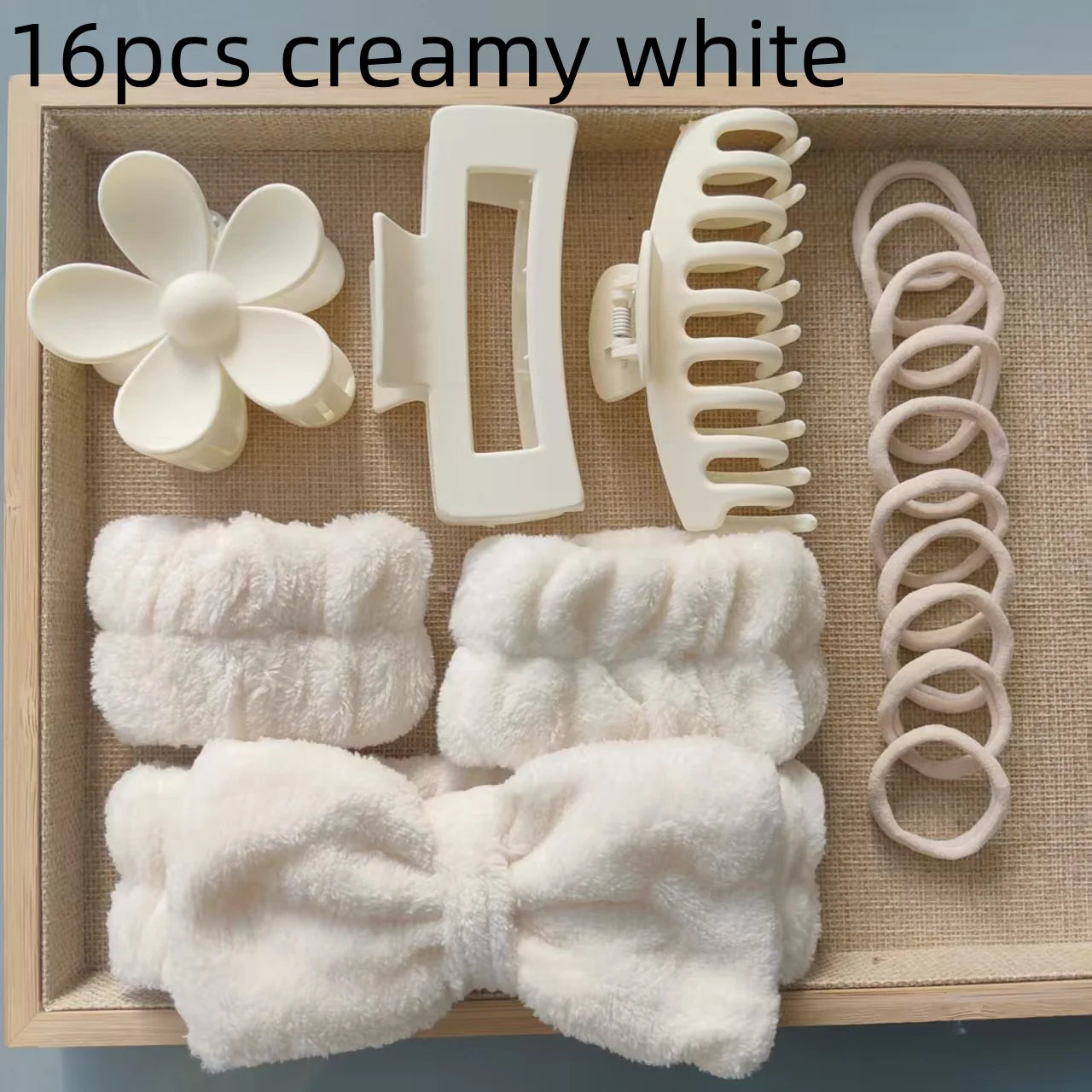 3/16pcs New Dopamine Hair Accessories Kit Flower Shaped Multi-Styles Hair Grabs Hair Circles For Women Daily Party Gift Qme 16pcs creamy white
