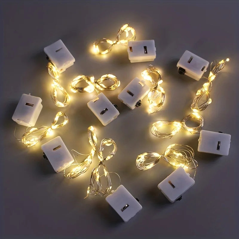 LED Fairy Lights Copper Wire String Lights Battery Powered Warm & Multicolor Mini Garland For Wedding Party Gift Box Decoration Qme