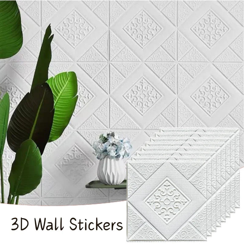 35x35cm 3D Brick Wallpaper 10- Moisture Resistant Wall Sticker Self Qme white 35cmx35cm 30pcs