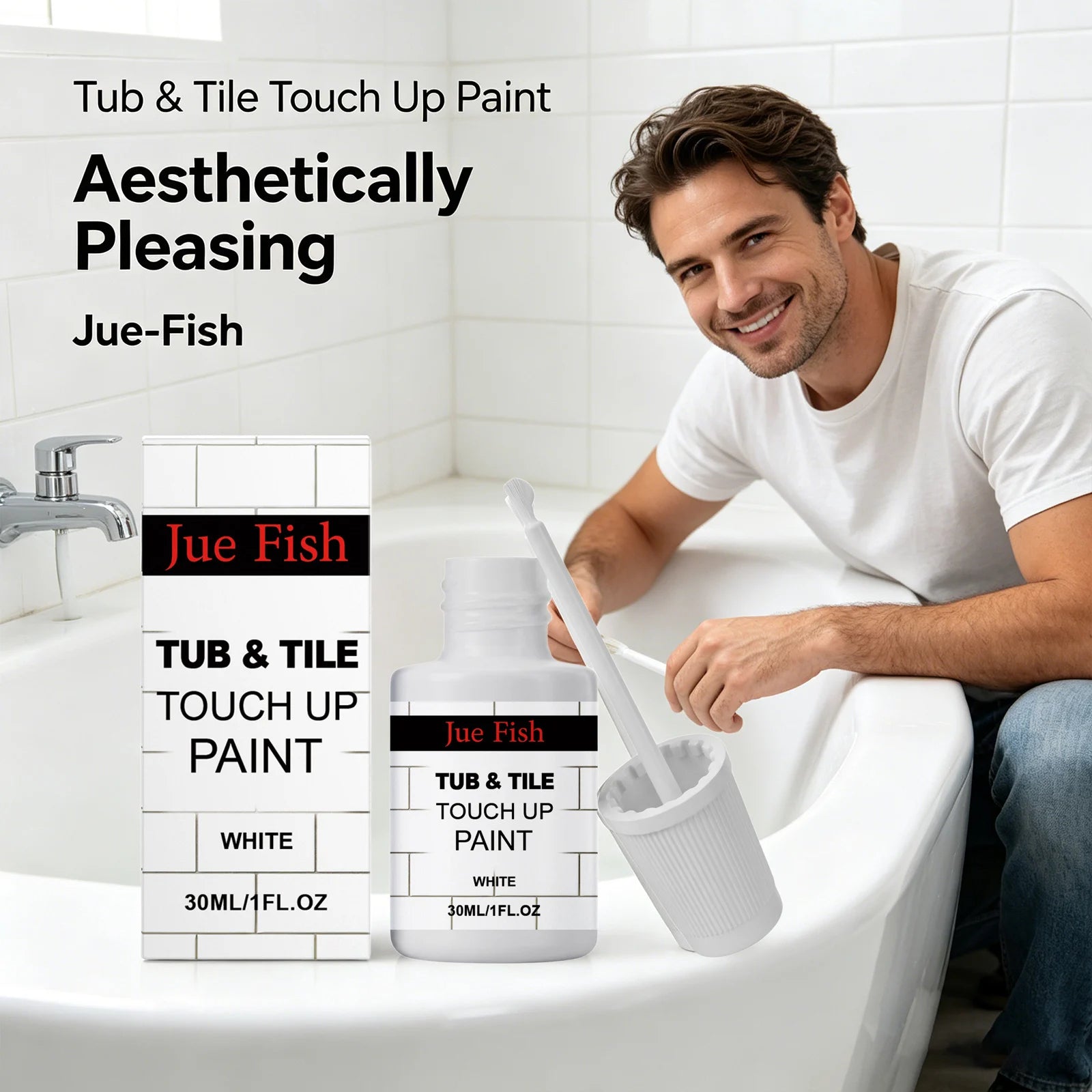 Bathtub Ceramic Repair Paint Covering Scratches & Stains Restore Bright White Luster Renovation Quick Drying Tile Touch up Paint Qme