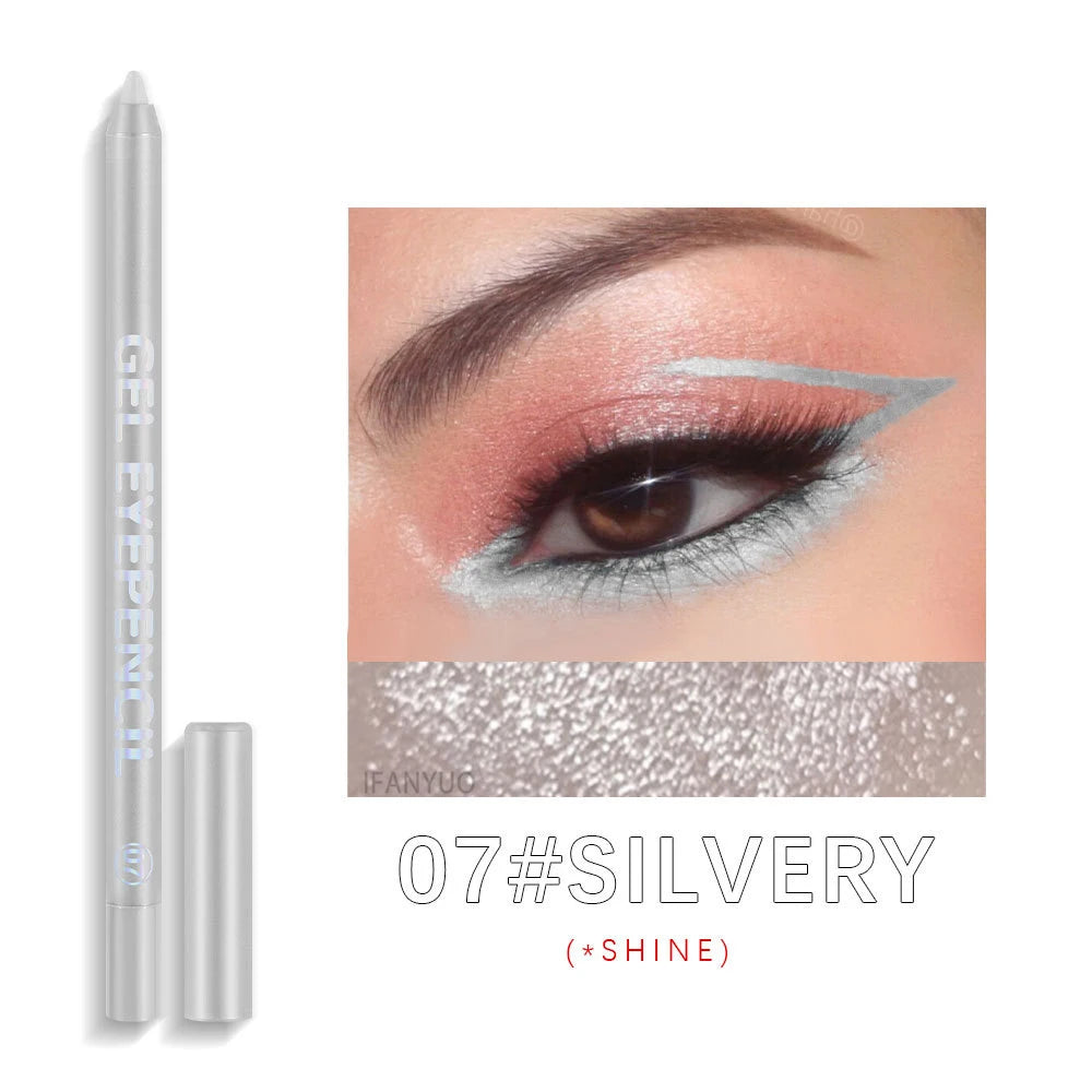 12 Color Matte Eyeliner Gel Pencil Soft Easy to Wear Colorful White Yellow Blue Pink Pearl Gloss Eye Liner Pen Cream Makeup Tool Qme 07