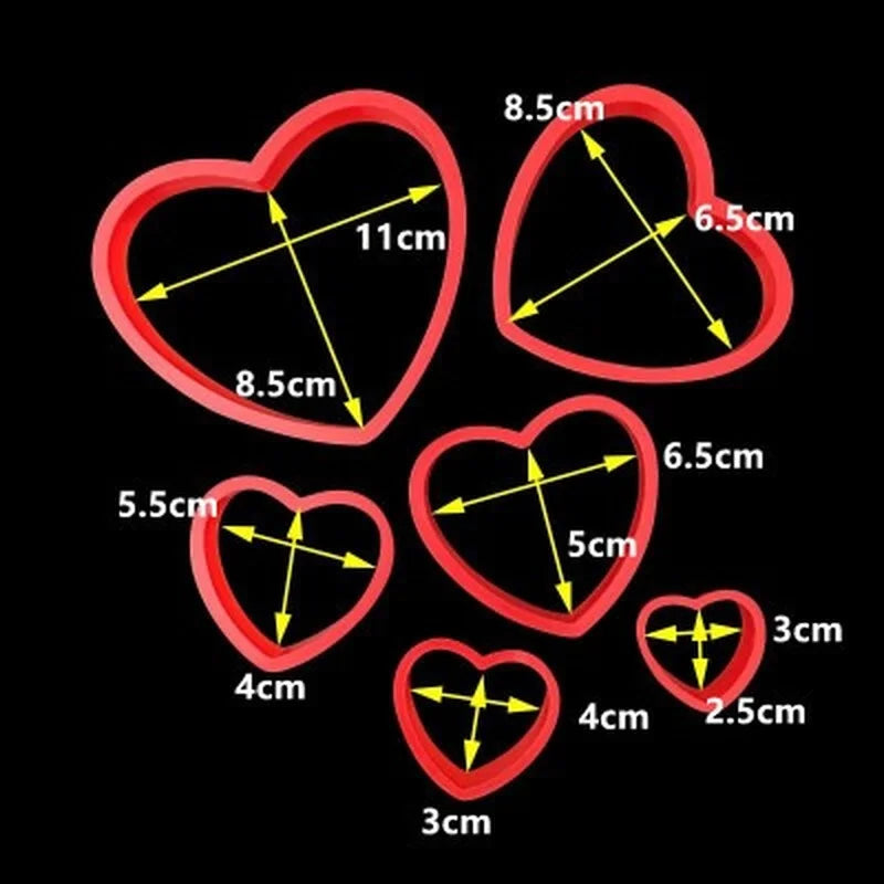 6Pcs Heart Cookie Biscuit Fondant Cake Cutter Decor Tools Mold Sugar Crafts Set Plastic Cookies Cutter Star/ Flower /heart Molds Qme