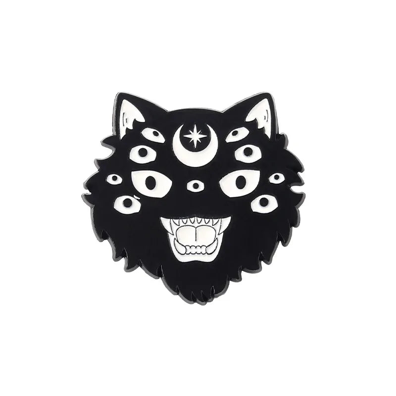 Black Cat Enamel Pin Skull Skeleton Brooch Badge Animal Gothic Flower Jewelry Kids Gift Party Lapel Clothes Backpack Wholesale Qme style 2