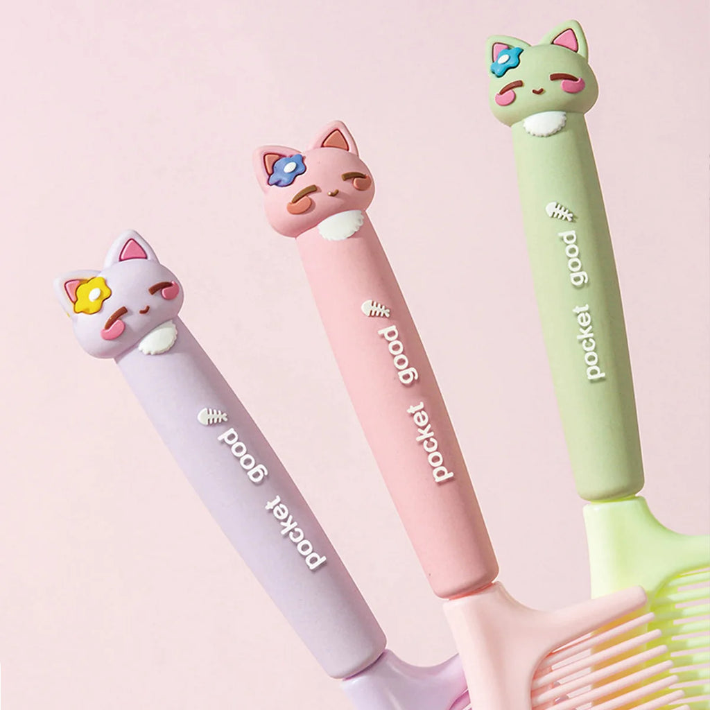 Cute Cartoon Cat Head Hair Comb Student Styling Straight Women's Qme