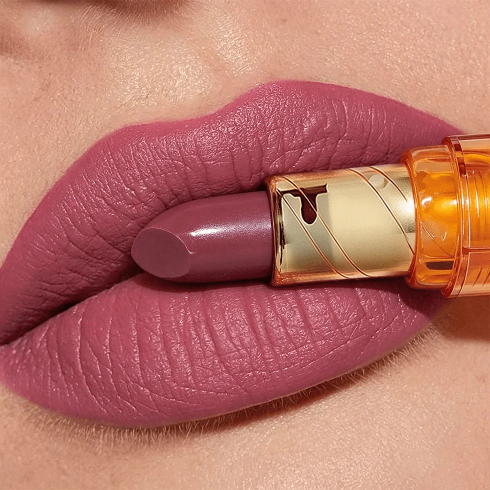 JUJU DREAM Luxury Amber Gold Tube Glossy Lipstick Hydrating Silky Qme