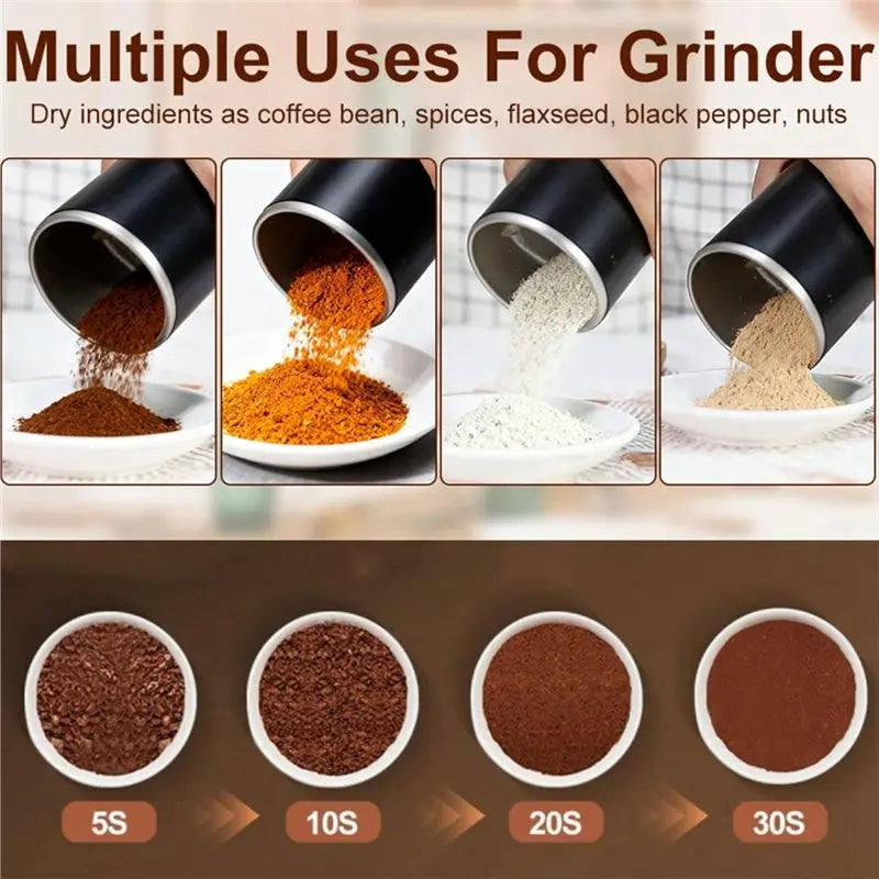 A02F-Electric 300W Coffee Grinder,With Stainless Steel Blades, One Touch Operation For Spices-Mills Home Use-EU PLUG Qme