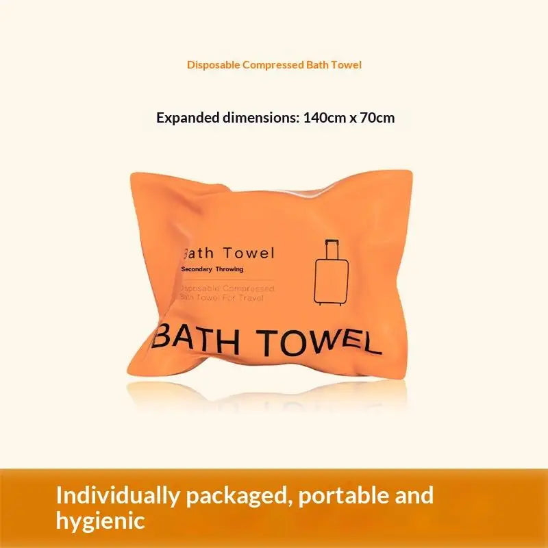70x140CM Thickened Compressed Disposable Bath Towel Large Qme Orange