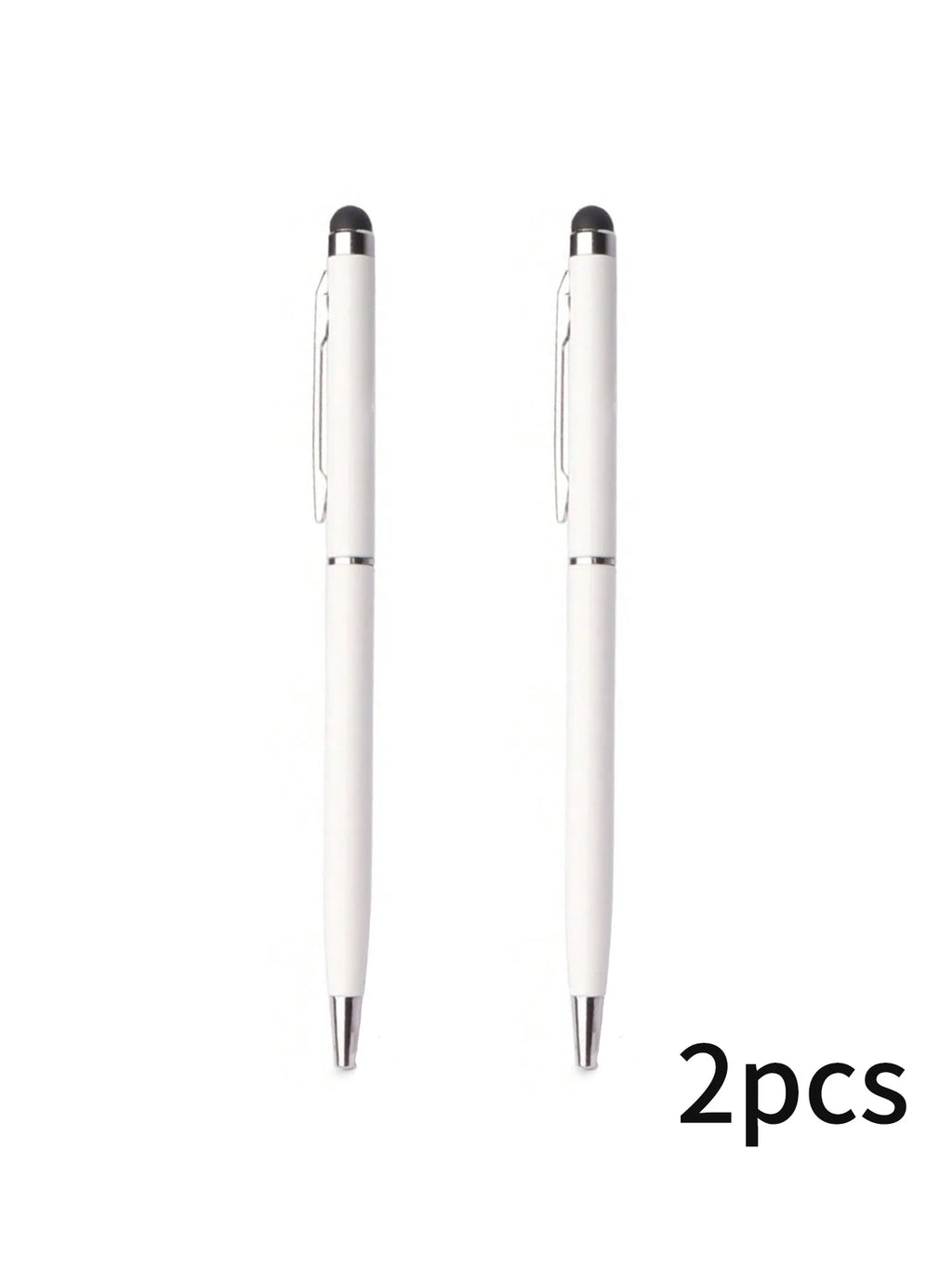 2 Touch Pens Dual-purpose Capacitive Stylus Ballpoint Pen Qme WHITE