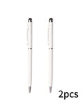 2 Touch Pens Dual-purpose Capacitive Stylus Ballpoint Pen Qme WHITE