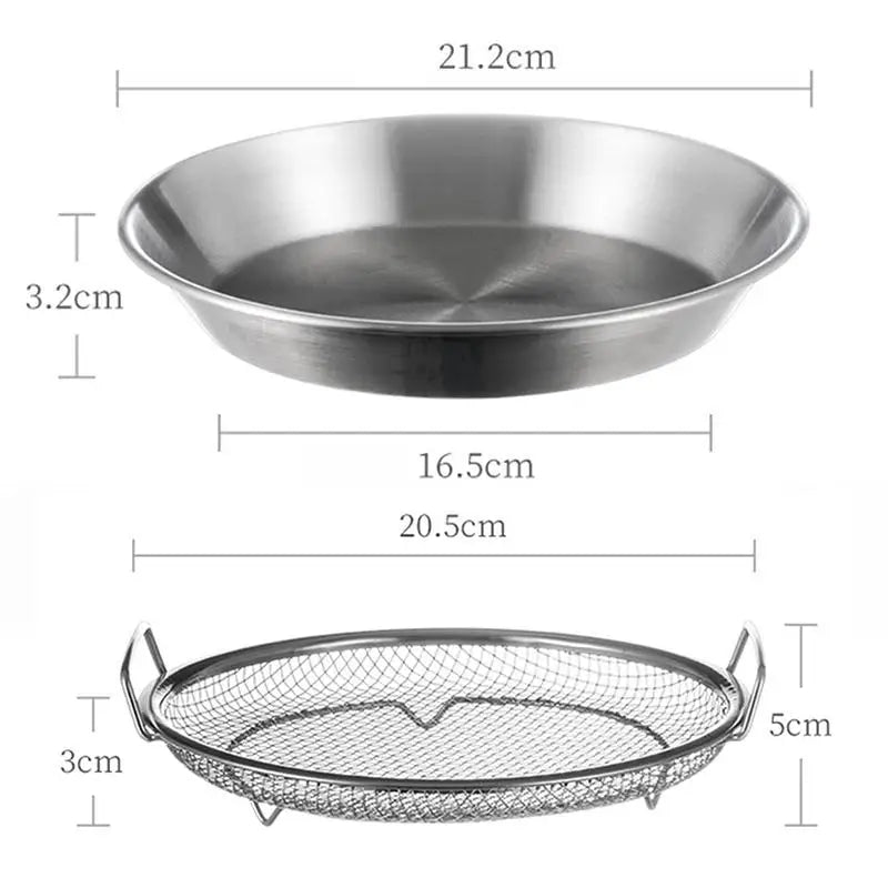 Stainless Steel Drain Tray Oil Draining Oven-safe Baking Round Qme B