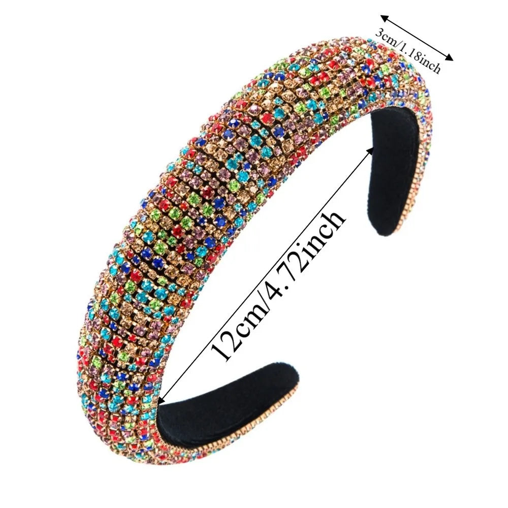 Sparkly Hairband Padded Rhinestone Headband Baroque Luxury Crystal Qme