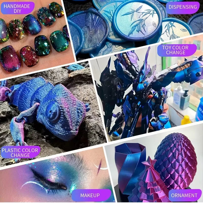 Chameleon Mirror Chrome Nail Powder Glitter Magic Shift Mica Pigment Qme