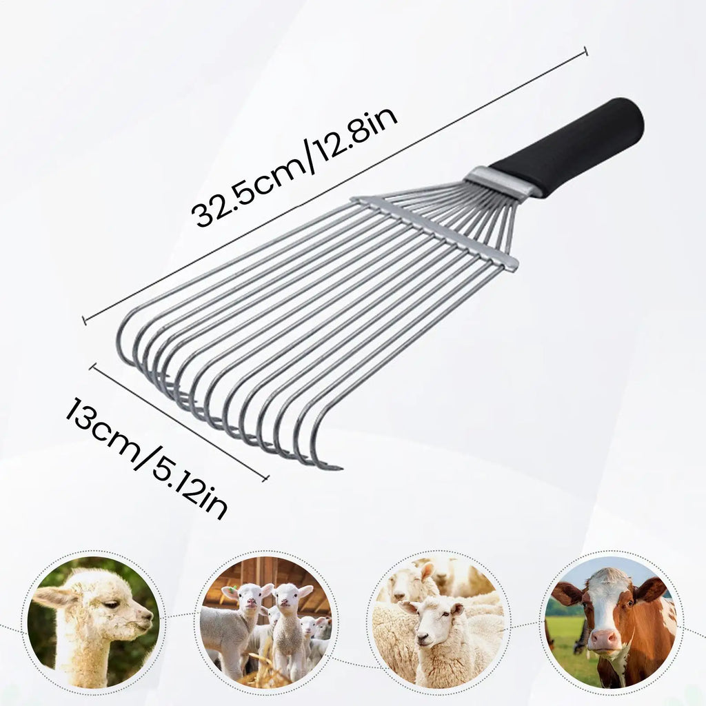 Horse Grooming Rake Undercoat Back Scratcher Ergonomic Steel Cashmere Qme