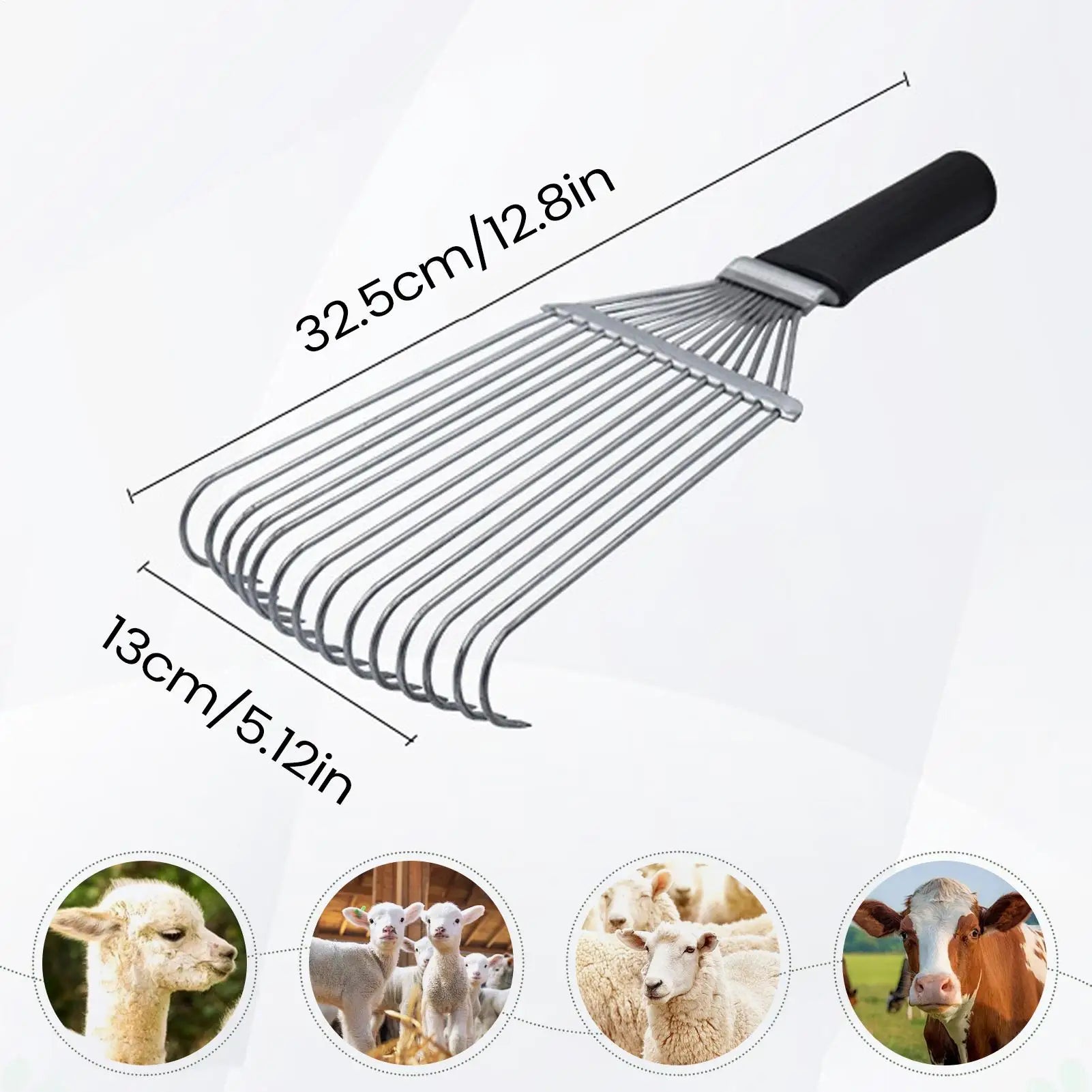 Horse Grooming Rake Undercoat Back Scratcher Ergonomic Steel Cashmere Qme