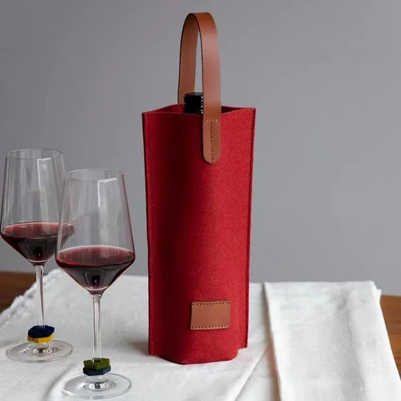 Wine Bag Felt Single Bottle Insulated Tote Carrier Padded Cooler Qme