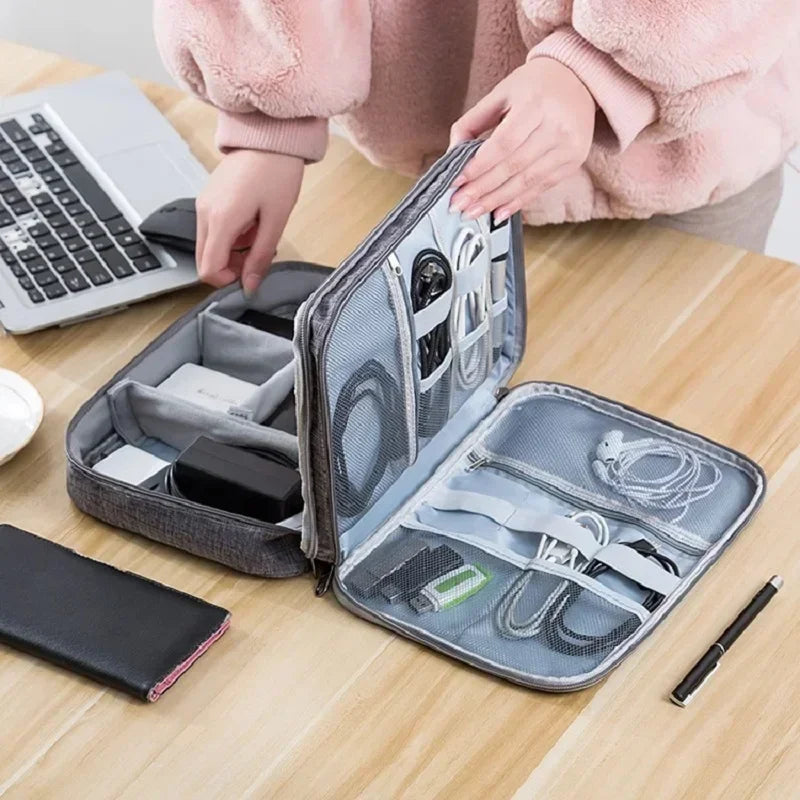 Portable Waterproof Digital Electronic Organizer Cable Storage Bag USB Data Line Charger Plug Storage Bag Travel Cable Organizer Qme