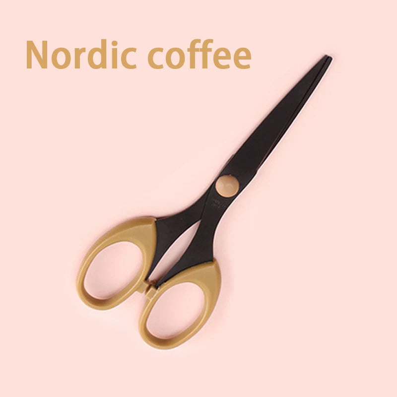 1 pc/set Stainless Steel Ultra Sharp Blades and Comfort Grip Handles Scissors - For Office, Home, School, Sewing, And Crafts Qme Coffee color