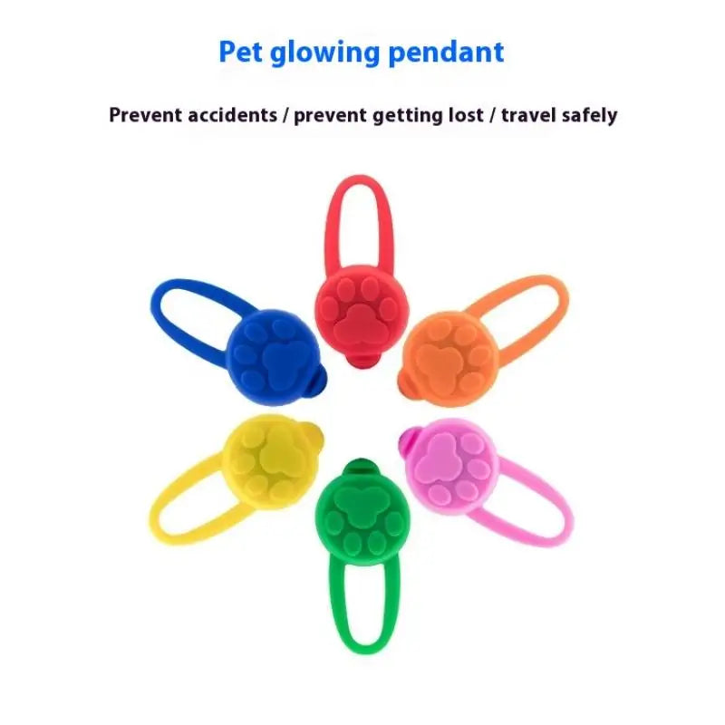 Silicone Pet Cat Dog Night LED Flashlight Luminous Pendant Prevent Qme