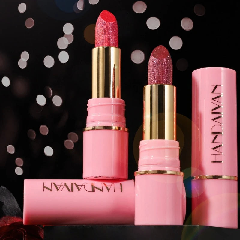 8Colors Glitter Lipstick Waterproof Lasting Diamond Pearlescent Metallic Gloss Lipstick Purple Lipgloss Lips Makeup Cosmetics Qme