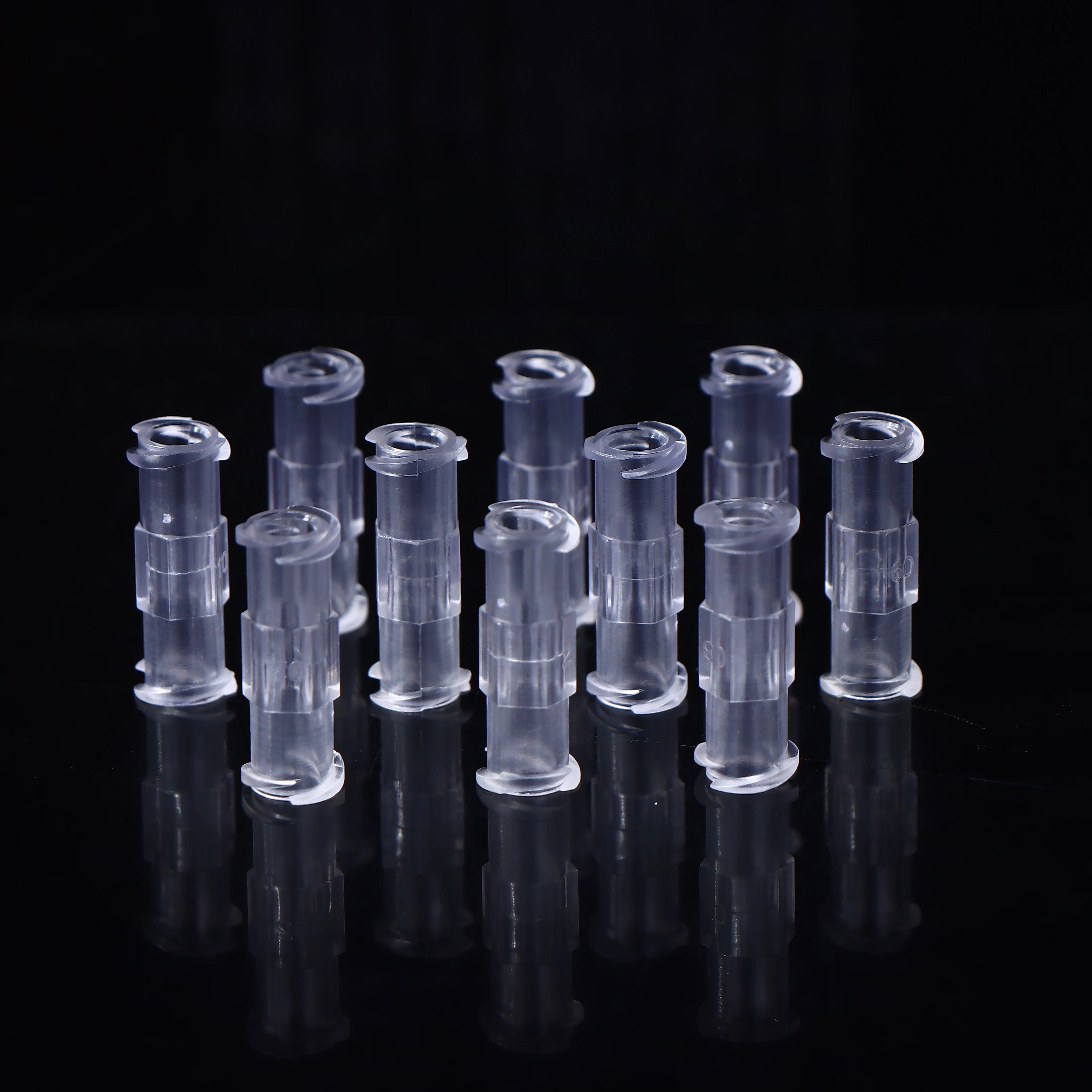 Transparent Plastic Syringe Connector Leak Proof Double Helix Medical Qme A4 10pcs